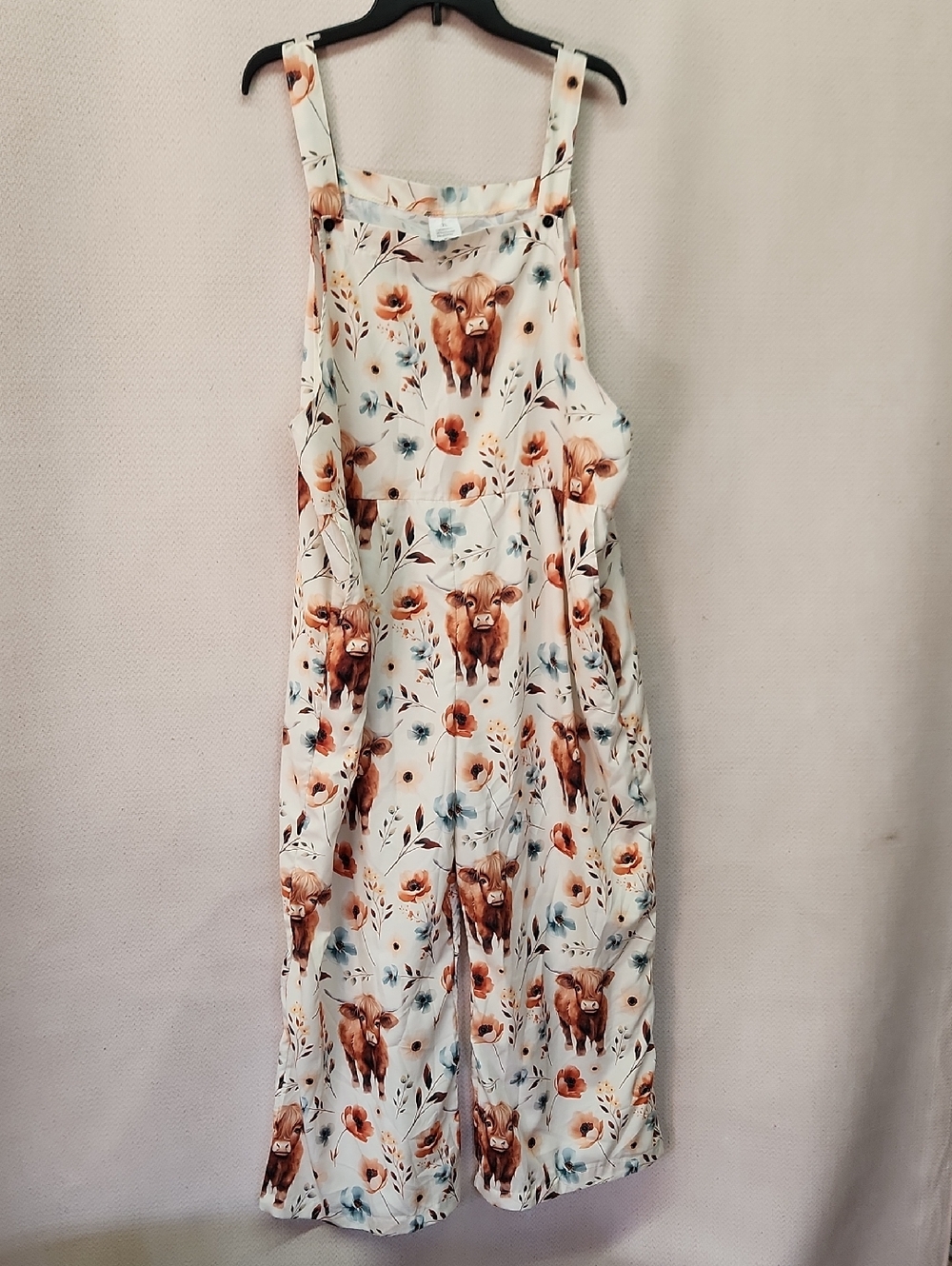 Women’s Floral & Cow Print Cotton Romper Jumpsuit - White